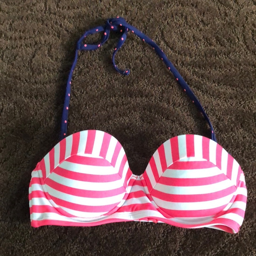 XHILIRATION Pink striped bikini top